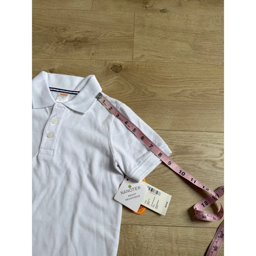 NWT Boys Kid Gymboree playproof uniforms nanotex short sleeve white polo size 4T